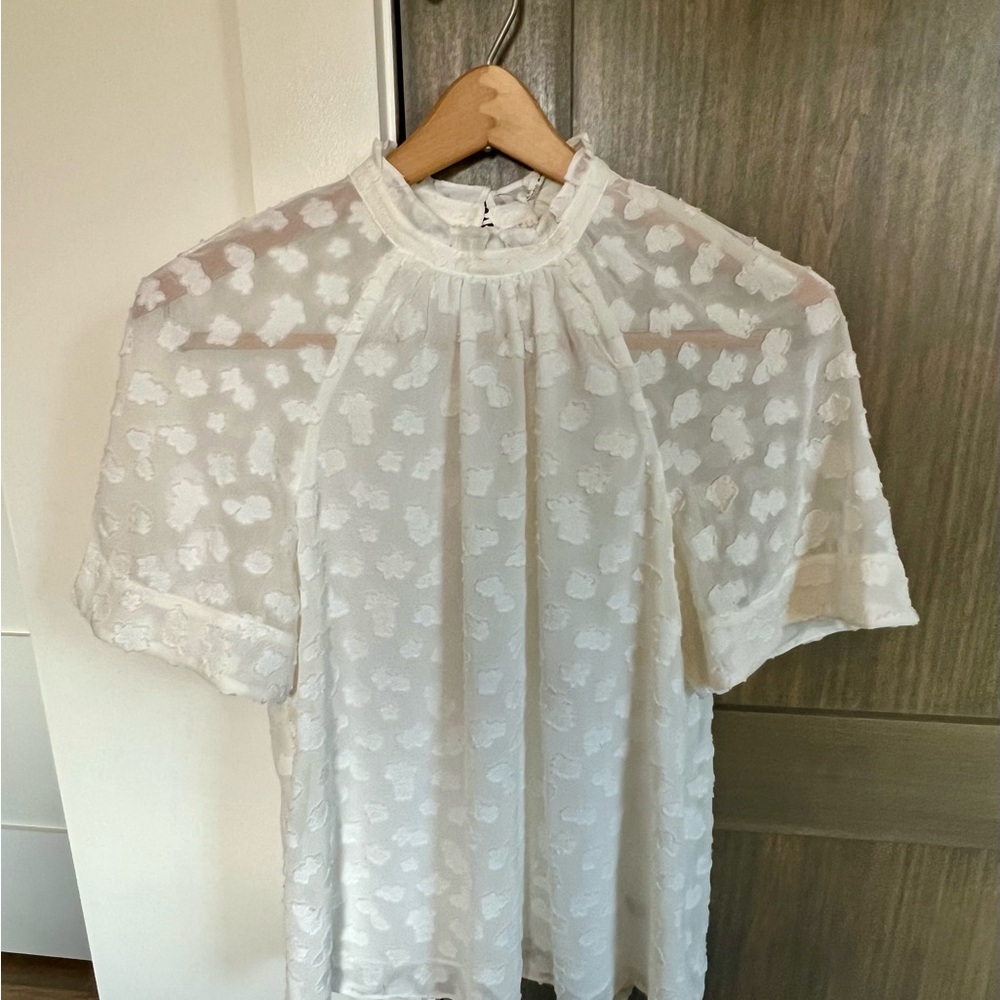 Anthropologie Textured Cream Blouse